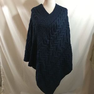 Kilronan Knitwear teal  Irish poncho - NEW XL/XXL wool